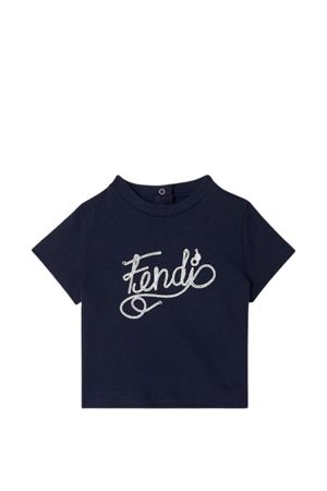 t-shirt in cotone blu FENDI KIDS | BMI2837AJF1I11